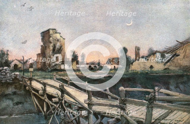 ''La Tour des Templiers et le canal de Furnes a Nieuport.', c1915. Creator: Unknown.