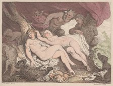 Diana and Her Nymphs Spied on by Satyrs, 1790-1799., 1790-1799. Creator: Thomas Rowlandson.