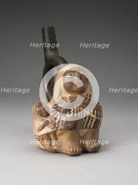 Handle Spout Vessel in the Form of a Woman and Child, 100 B.C./A.D. 500. Creator: Unknown.