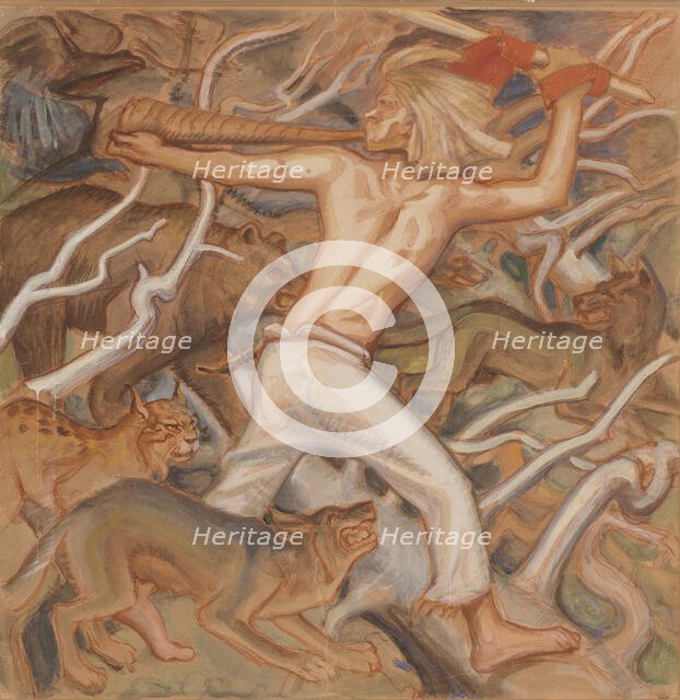 Kullervo Herding his Wild Flocks, 1917. Creator: Akseli Gallen-Kallela.