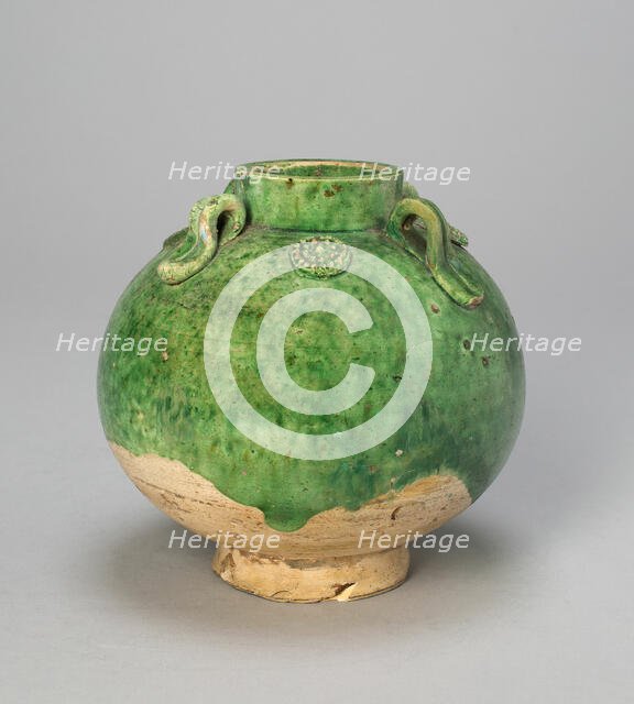 Globular Jar with Loop Handles and Medallions, Tang dynasty (618-906), 8th century. Creator: Unknown.