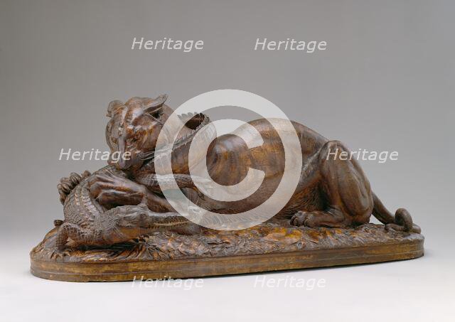 Tiger Devouring a Gavial, 1831. Creator: Antoine-Louis Barye.