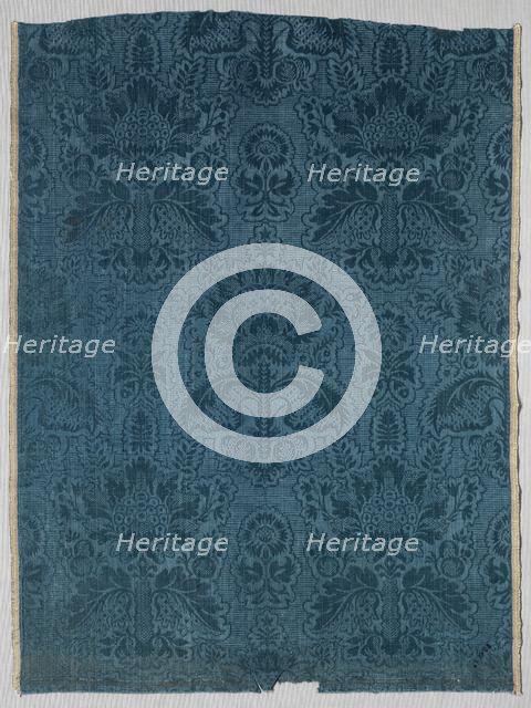 Fragment of Figured Silk for Upholstery, 1700-1750. Creator: Unknown.