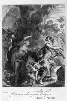 Orpheus, leading Eurydice out of Hell, looks back upon her and loses her forever, 1655. Creator: Unknown.