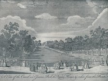 'The Canal in St. James's Park with the Queen's House taken from the Parade', 1794, (1910). Artists: Unknown, John Stevens.