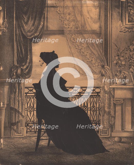 Portrait of a Woman before a Window, before 1860. Creator: William Henry Brown.