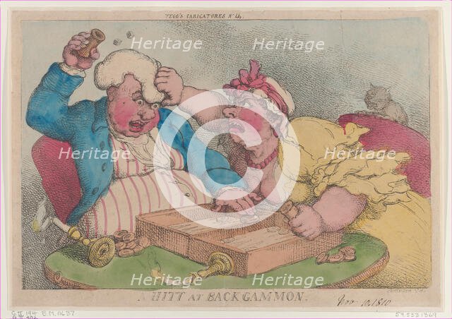 A Hitt at Backgammon, November 9, 1810., November 9, 1810. Creator: Thomas Rowlandson.