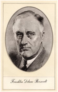 Franklin Delano Roosevelt, 32nd President of the United States, (mid 20th century).Artist: Gordon Ross