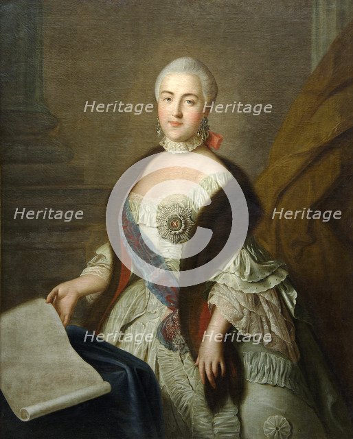 Catherine II as Grand Duchess Ekaterina Alekseyevna', 1762. Creator: Argunov, Ivan Petrovich (1729-1802).