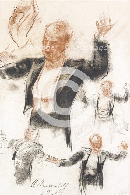 Serge Koussevitzky conducting. Artist: Yakovlev, Alexander Yevgenyevich (1887-1938)