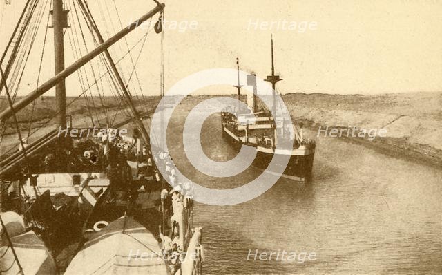 'Steamers Passing in the Suez Canal', c1930. Creator: ENA.
