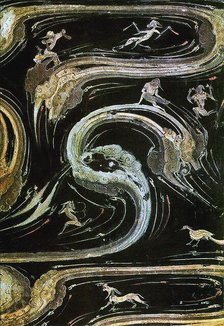 Stylized cloud forms and mythical creatures, 2th century BC. Creator: The Oriental Applied Arts.