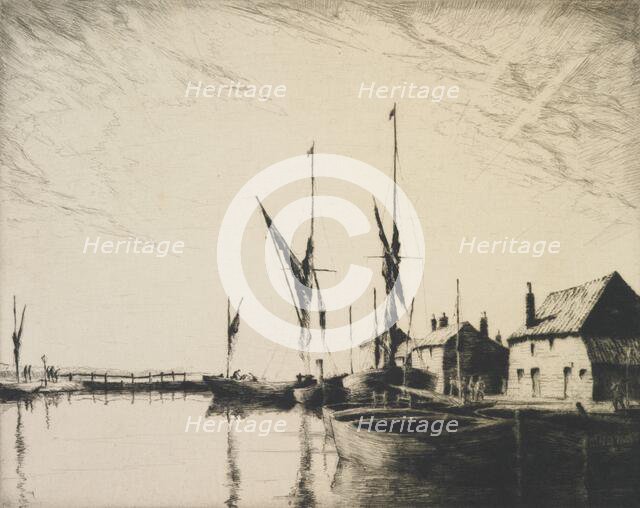 Sunset at Heybridge basin, 1924. Creator: Martin Hardie.