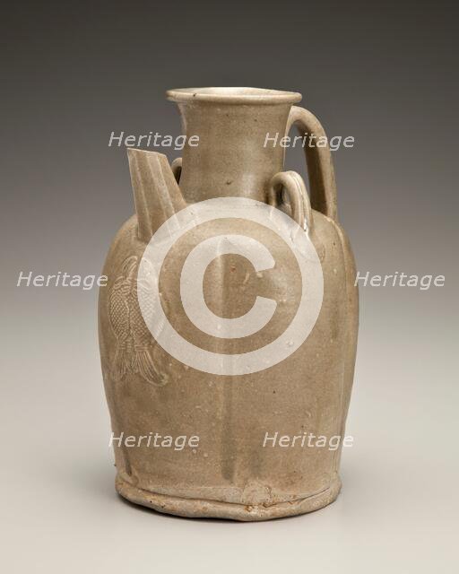 Melon-shaped ewer with fish applique, date unknown. Creator: Unknown.