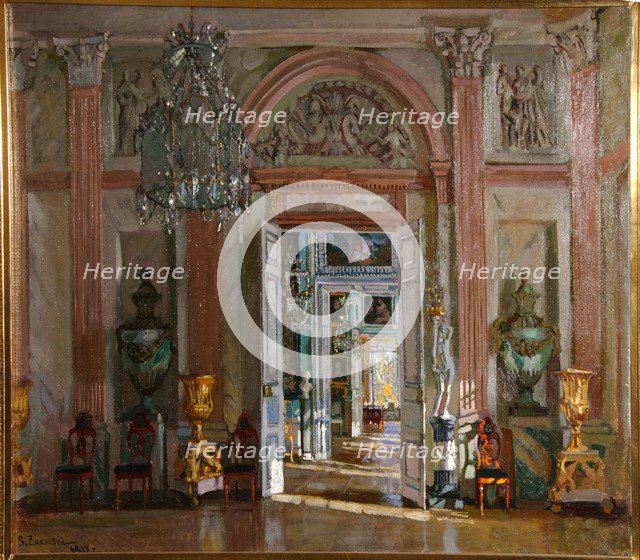 The Great Vestibule in the Kuskovo Palace, 1917. Artist: Zhukovsky, Stanislav Yulianovich (1873-1944)