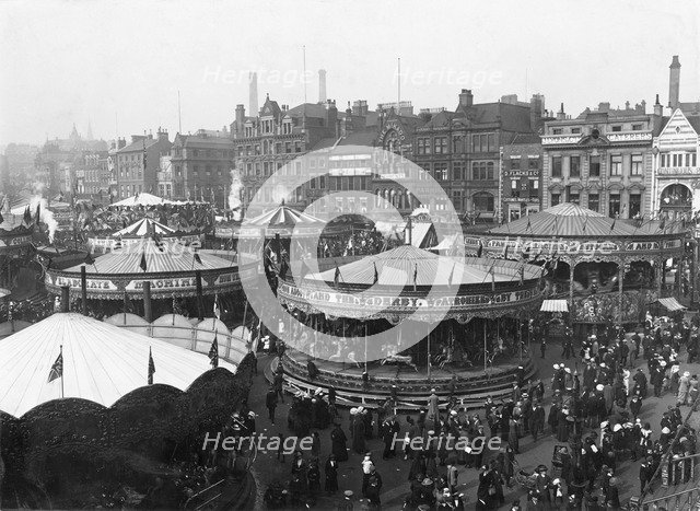 Goose Fair, Market Place, Nottingham, Nottinghamshire, 1914(?). Artist: Henson & Co
