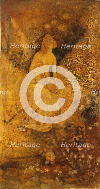 Panel for a Screen: Woman with a Deer, ca. 1876. Creator: Albert Pinkham Ryder.