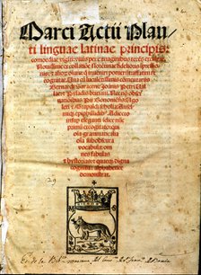 Comedies by Titus Maccio Plauto, cover of the printed edition in 1518.