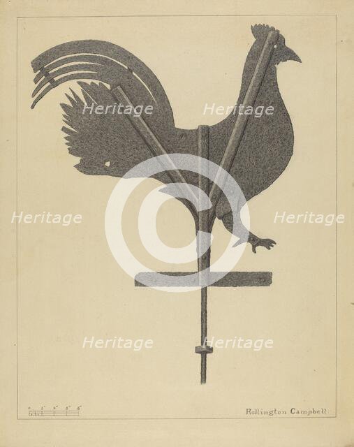 Weather Vane - Cock, c. 1936. Creator: Rollington Campbell.