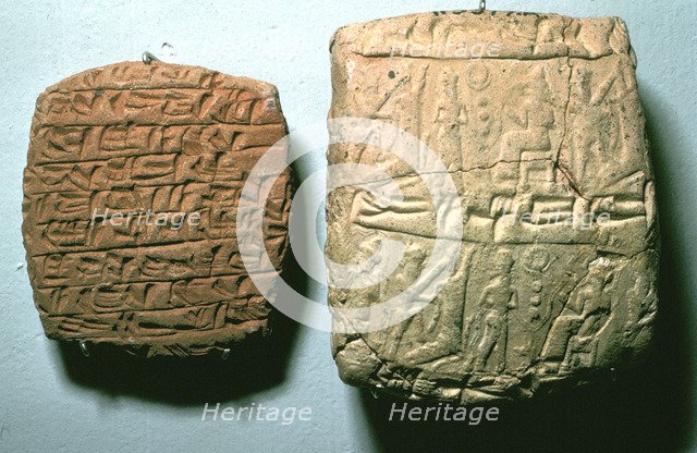 Hittite clay tablet and envelope, Kul-Tepe, c1900 BC. Artist: Unknown