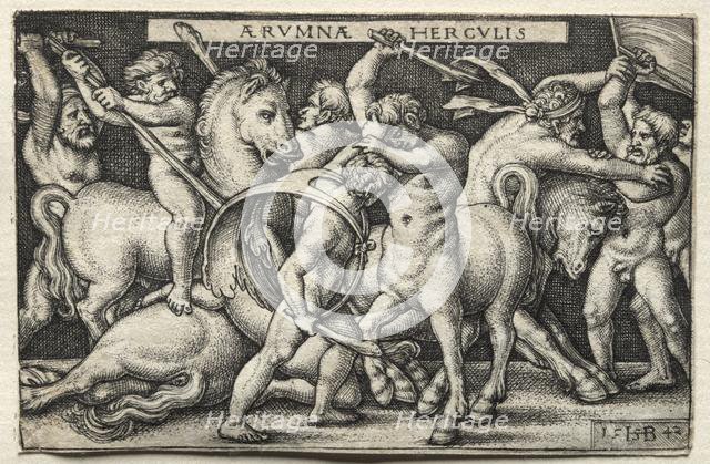 The Labors of Hercules: Hercules Defeating the Centaurs, 1542. Creator: Hans Sebald Beham (German, 1500-1550).