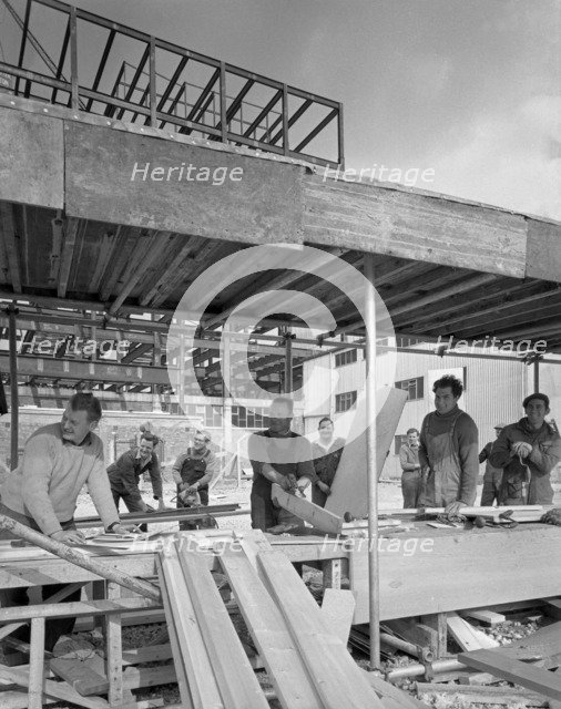 Carpenters on a building site, Gainsborough, Lincolnshire, 1960. Artist: Michael Walters