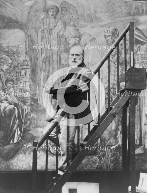 Edward Burne-Jones at work on the Star of Bethlehem, 1895. Creator: Barbara Leighton.