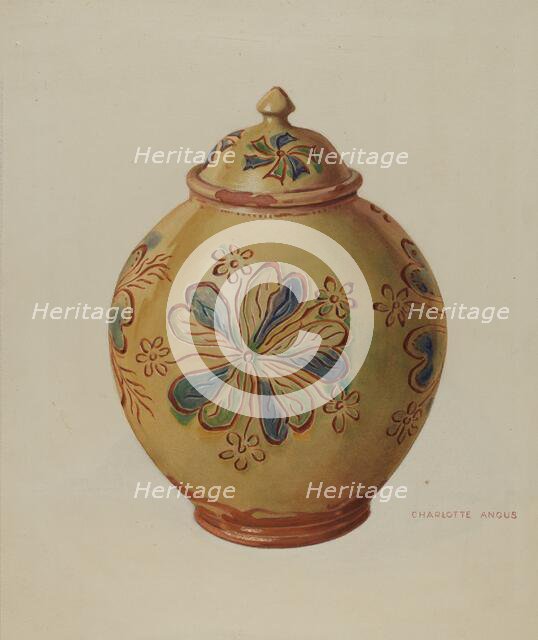 Jar with Cover, 1935/1942. Creator: Charlotte Angus.