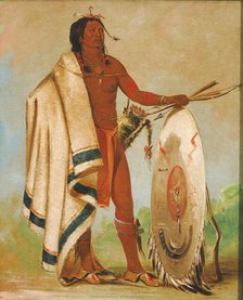 Kotz-a-tó-ah, Smoked Shield, a Distinguished Warrior, 1834. Creator: George Catlin.