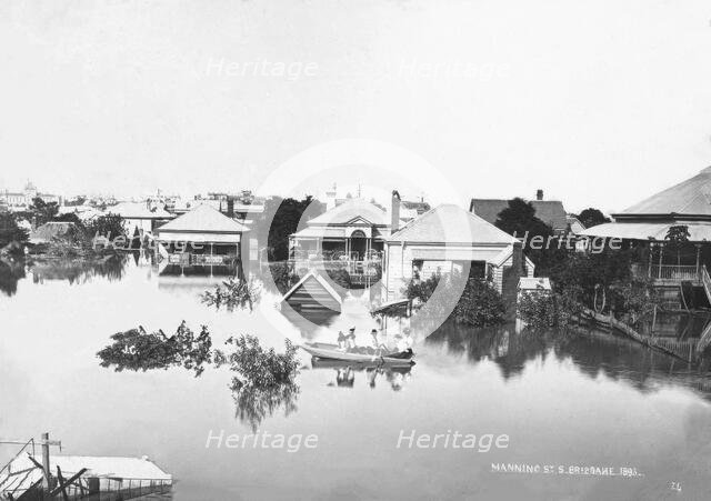 Manning Street - South Brisbane - Brisbane 1893 floods. Creator: James Clark.