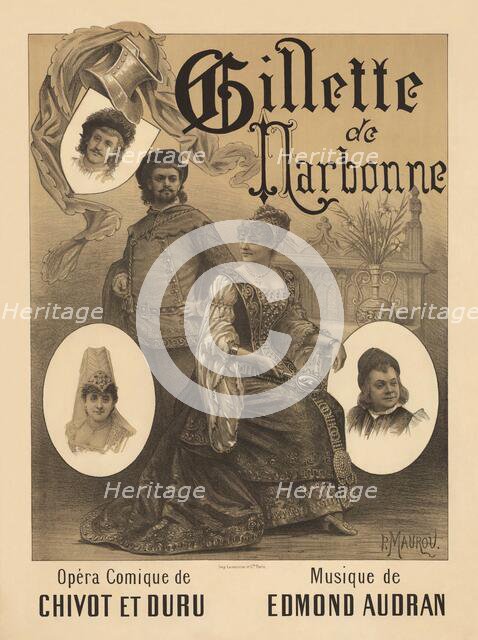 Poster for the Opera Gillette de Narbonne by Edmond Audran, 1882. Creator: Maurou, Paul (1848-1931).