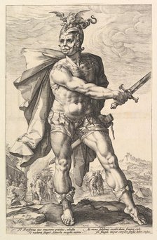 Mucius Scaevola, from the series The Roman Heroes, 1586. Creator: Hendrik Goltzius.