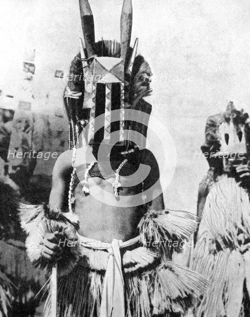 Visored mask of highland people, Africa, 1936.Artist: Wide World Photos