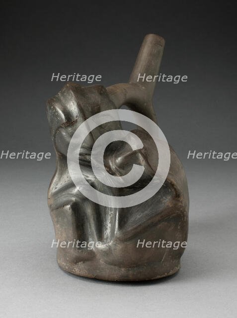 Blackware Spouted Vessel in the Form of a Couple in an Erotic Embrace, 100 B.C./A.D. 500. Creator: Unknown.