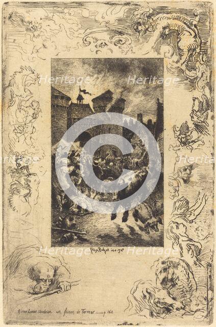 A cette lueur soudaine... (In the sudden gleam of light...), 1878. Creator: Felix Hilaire Buhot.