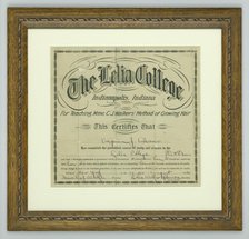 Diploma from The Lelia College, 1916. Creator: Unknown.