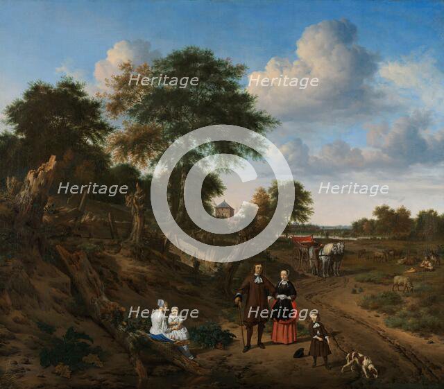 Portrait of a Couple with Two Children and a Nurse in a Landscape, 1667. Creator: Adriaen van de Velde.