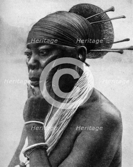 Queen Nenzima of the Mangbetu, Belgian Congo (Congo Republic), 1922.Artist: H Lang