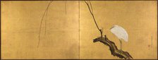 Heron on a Willow Branch, late 1700s. Creator: Maruyama Okyo (Japanese, 1733-1795).