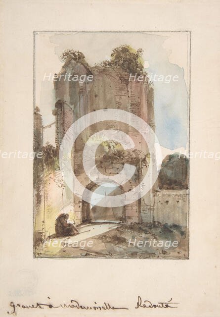 Monk Seated Before a Ruined Gateway, n.d.. Creator: Francois-Marius Granet.