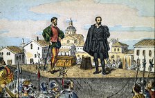Execution of judge of Aragon, Juan de Lanuza, by order of King Philip II in 1591.