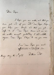 Letter from William Pitt,  between 1766 and 1770. Creator: William Pitt the Younger.