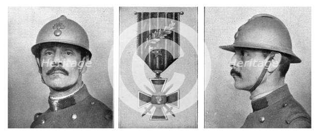 'Nouvelles Silhouettes Militaires; Les casque Adrian qui sera bientot distribue aux troupes', 1915. Creator: Unknown.