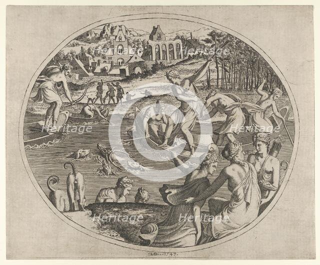 Diana and Her Nymphs Pursuing a Stag, 1547. Creator: Leon Davent.