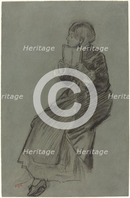 Woman Reading a Book, c. 1879. Creator: Edgar Degas.