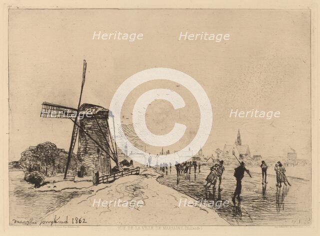 View of the Village of Maaslins (Vue de la ville de Maaslins (Hollande)), 1862. Creator: Johan Barthold Jongkind.