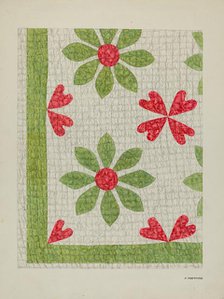 Hand Made Quilt, c. 1938. Creator: Florence Hastings.