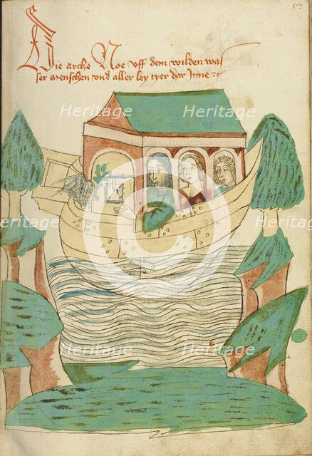 The Dove Returning to Noah's Ark; Barlaam und Josaphat, 1469. Creators: Hans Schilling, Diebolt Lauber.