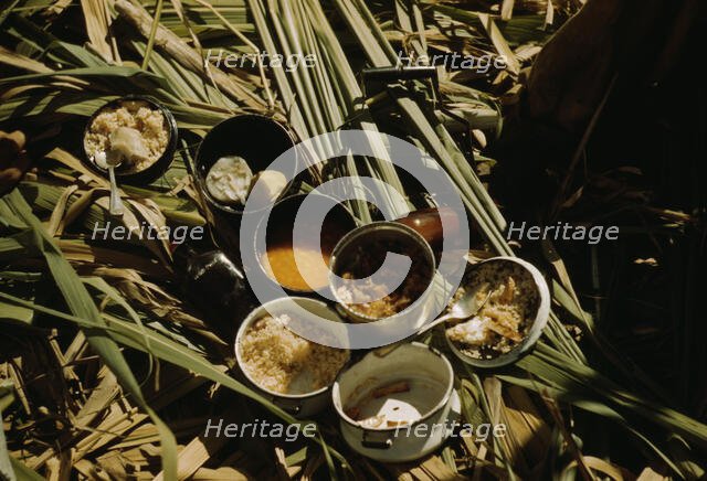 Lunch of a sugar worker on a plantation, vicinity of Puerto Rico?, 1942. Creator: Jack Delano.