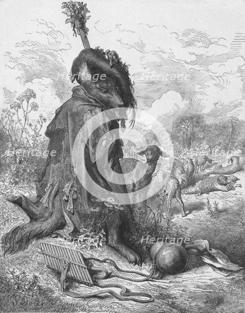 'The Wolf Turned Shepherd', 1870. Artist: Antoine Valerie Bertrand.